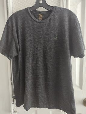 Polo by Ralph Lauren Heather Charcoal Crew Neck Tee with Green Pony